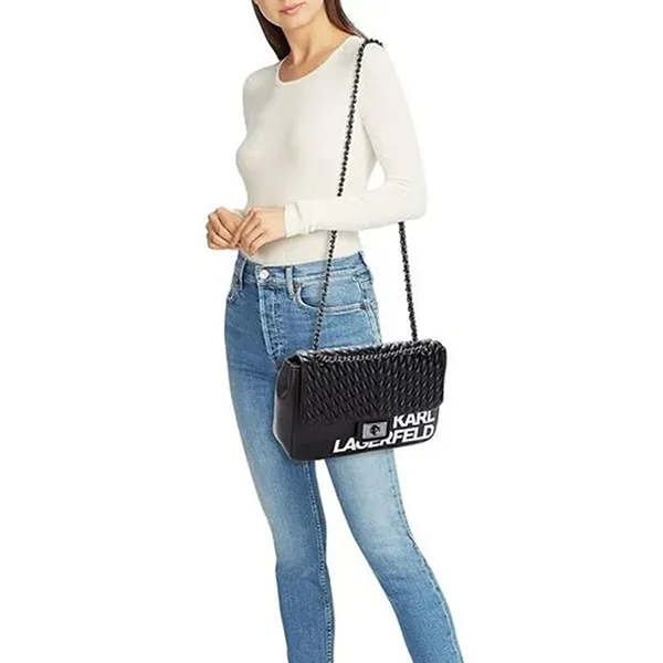 Túi Đeo Chéo Karl Lagerfeld Agyness Leather Crossbody Bag Màu Đen