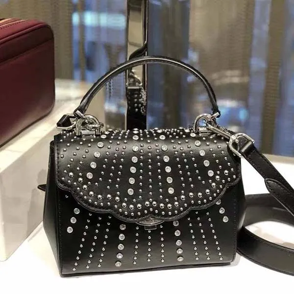 Túi Đeo Chéo Michael Kors MK 32H8SF5C1U Ava Extra Small Studded Crossbody Shoulder Bag In Black Màu Đen