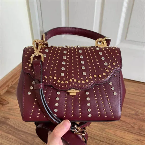 Túi Đeo Chéo Michael Kors MK Ava Extra Small Studded Crossbody Oxblood Màu Đỏ