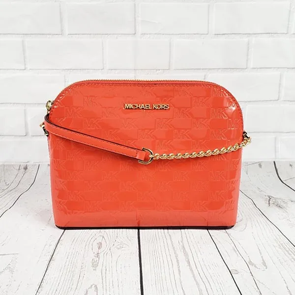 Túi Đeo Chéo Michael Kors MK Cindy Dome LG Crossbody Orange NWT Màu Cam - Túi xách - Vua Hàng Hiệu