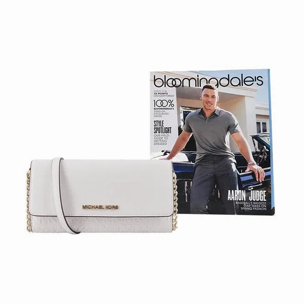Túi Đeo Chéo Michael Kors MK Embossed Chain Belt WOC Crossbody Bag-Rouge 35T0GTTC7Y Màu Trắng