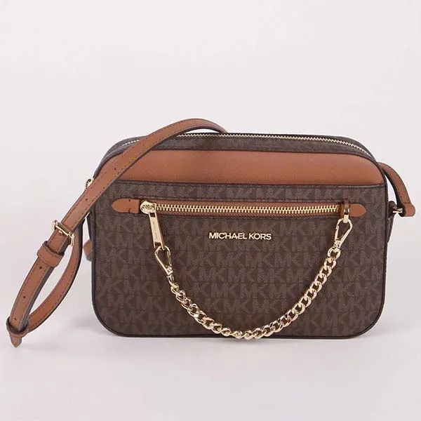 Túi Đeo Chéo Michael Kors MK Large Jet Set Item 35S1GTTC9B EW Chain Crossbody Bag In Brown Acorn Màu Nâu - Túi xách - Vua Hàng Hiệu