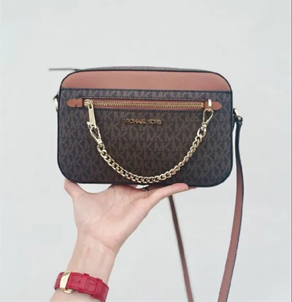 Túi Đeo Chéo Michael Kors MK Large Jet Set Item 35S1GTTC9B EW Chain Crossbody Bag In Brown Acorn Màu Nâu - Túi xách - Vua Hàng Hiệu