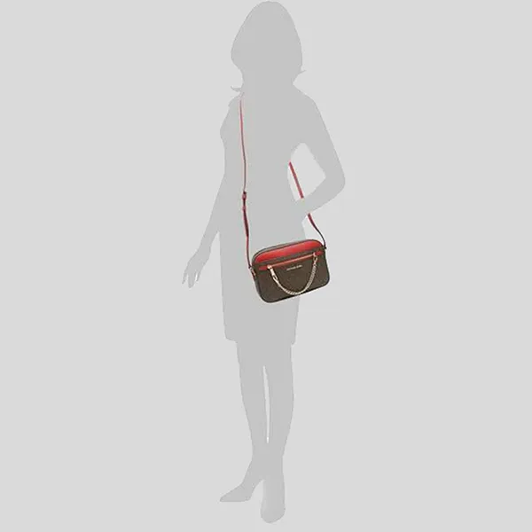Túi Đeo Chéo Michael Kors MK Large Jet Set Item 35S1GTTC9B EW Chain Crossbody Bag In Brown Acorn Màu Nâu - Đỏ
