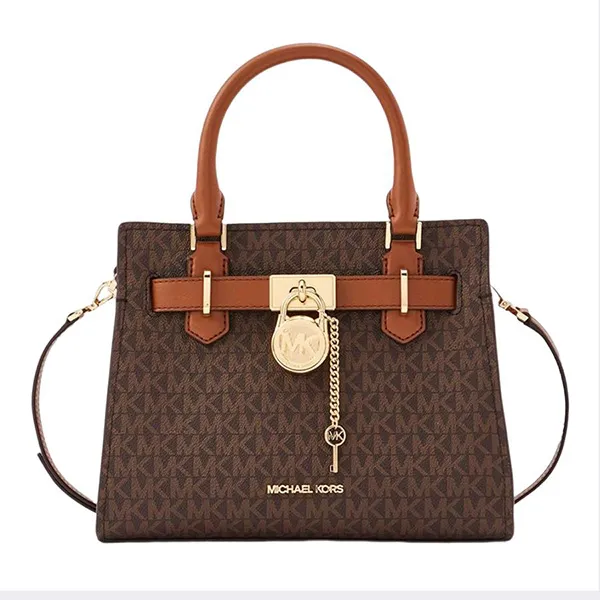 Túi Đeo Chéo Michael Kors MK Monogram Casual Style Canvas 35F1GHMS1B200 Màu Nâu Size 24