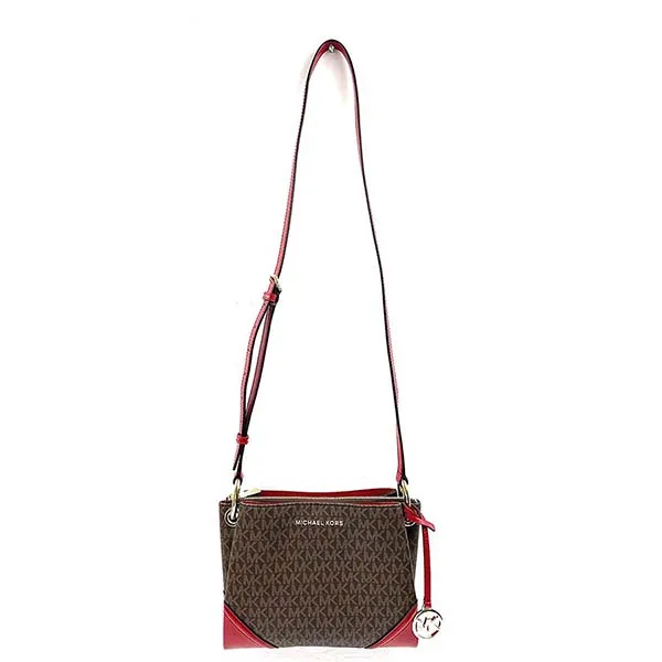 Túi Đeo Chéo Michael Kors MK Nicole Logo Crossbody Màu Nâu Đỏ - Túi xách - Vua Hàng Hiệu