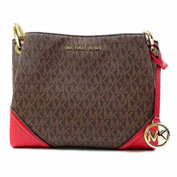 Túi Đeo Chéo Michael Kors MK Nicole Logo Crossbody Màu Nâu Đỏ - Túi xách - Vua Hàng Hiệu