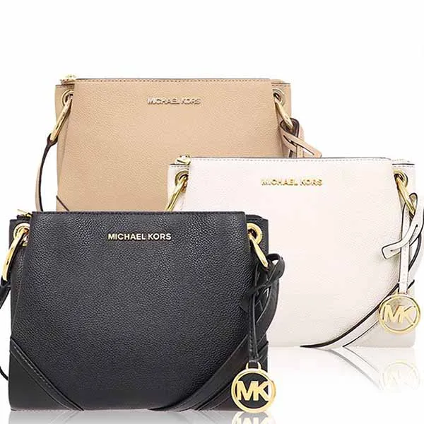 Túi Đeo Chéo Michael Kors MK Nicole Three Pocket Shoulder Bag Bisque Màu Nude