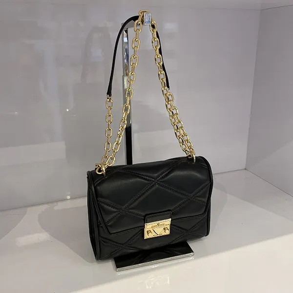 Túi Đeo Chéo Michael Kors MK Serena Medium Flap Shoulder Bag 35S2GNRC1U Màu Đen Size 20
