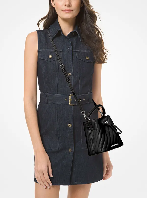 Túi Đeo Chéo Michael Kors MK Small Suri 35T0SU2C0U Quilted Crossbody Bag In Black Màu Đen