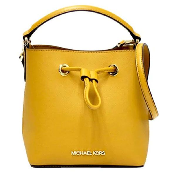 Túi Đeo Chéo Michael Kors MK Suri Small Saffiano Leather Bucket Crossbody Purse Bag Màu Vàng - 1
