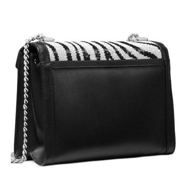 Túi Đeo Chéo Michael Kors MK Whitney Shoulder Bag Printed Zebra Leather Construction Black Màu Đen Trắng - 4