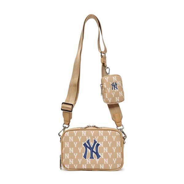 Túi Đeo Chéo MLB Monogram Jacquard Mini Crossbody Bag New York Yankees 3ACRS022N-50BGD Màu Nâu Be Size 18 - 1