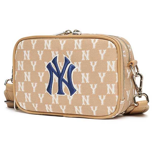 Túi Đeo Chéo MLB Monogram Jacquard Mini Crossbody Bag New York Yankees 3ACRS022N-50BGD Màu Nâu Be Size 18 - 3