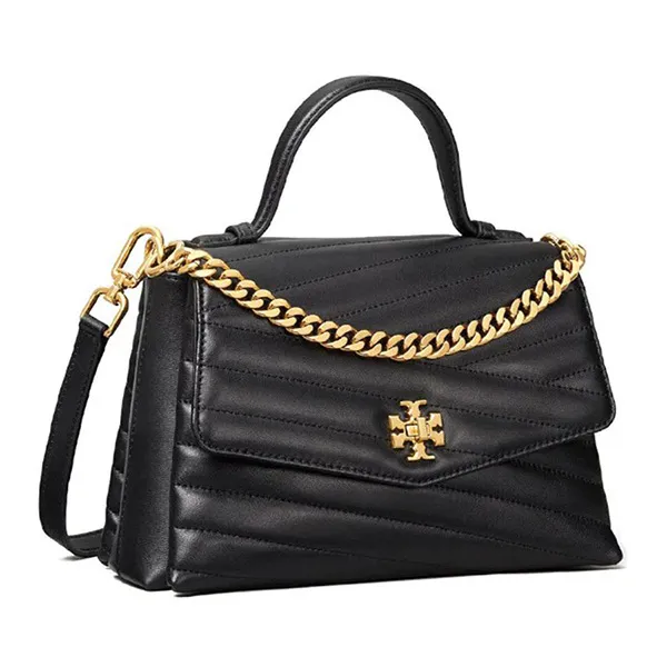 Túi Đeo Chéo Tory Burch Kira Chevron Top-Handle Satchel Black 61674 Màu Đen