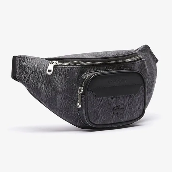 Túi Đeo Hông Lacoste Men's The Blend Monogram Canvas Fanny Pack NH3651LXH45 Màu Đen