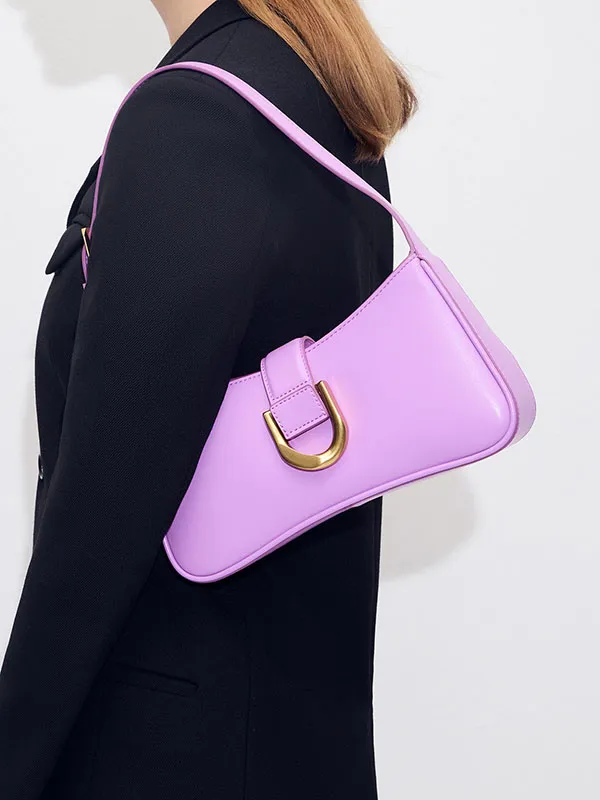 Túi Đeo Vai Nữ Charles & Keith CNK Gabine Curved Shoulder Bag Violet 20270913 Màu Tím