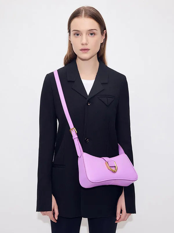 Túi Đeo Vai Nữ Charles & Keith CNK Gabine Curved Shoulder Bag Violet 20270913 Màu Tím