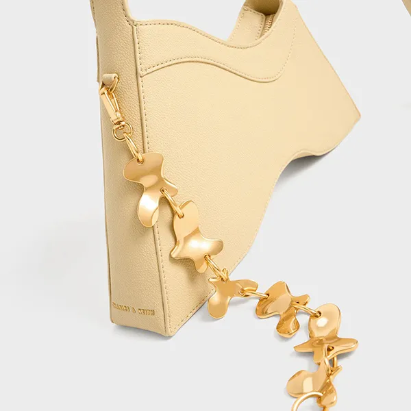 Túi Đeo Vai Nữ Charles & Keith CNK Verity Chain-Link Sculptural Bag Beige 20671428 Màu Be
