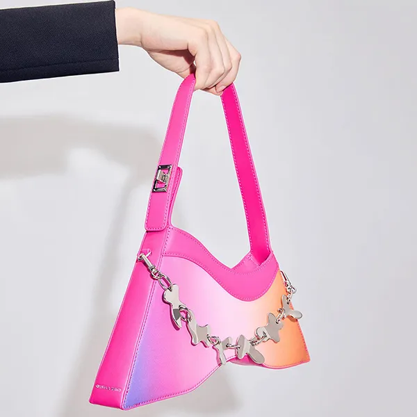 Túi Đeo Vai Nữ Charles & Keith CNK Verity Chain-Link Sculptural Bag Holographic 20671428 Màu Hồng