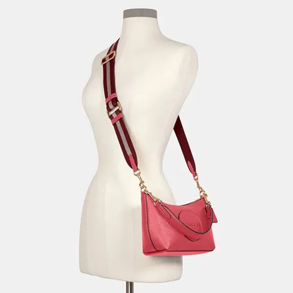 Túi Đeo Vai Coach Dempsey Shoulder Bag With Patch in Fuchsia (C2829) Màu Hồng Đỏ