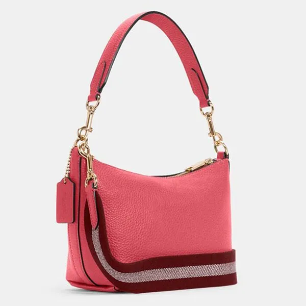 Túi Đeo Vai Coach Dempsey Shoulder Bag With Patch in Fuchsia (C2829) Màu Hồng Đỏ