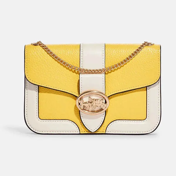 Túi Đeo Vai Coach Georgie Shoulder Bag In Colorblock Màu Vàng Trắng