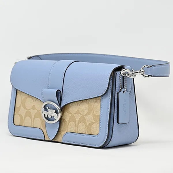 Túi Đeo Vai Coach Georgie Shoulder Bag In Signature Canvas C4067 Màu Xanh Be - Túi xách - Vua Hàng Hiệu