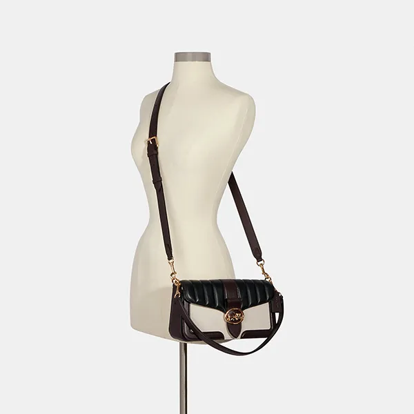 Túi Đeo Vai Coach Georgie Shoulder Bag With Colorblock Linear Quilting 5555 Màu Đen Trắng - Túi xách - Vua Hàng Hiệu