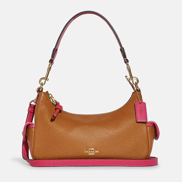 Túi Đeo Vai Coach Pebble Leather 2way Crossbody Shoulder Bag Penny X Bold Pink Màu Nâu Hồng - Túi xách - Vua Hàng Hiệu