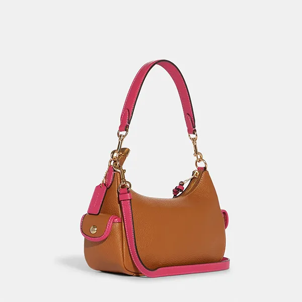 Túi Đeo Vai Coach Pebble Leather 2way Crossbody Shoulder Bag Penny X Bold Pink Màu Nâu Hồng - Túi xách - Vua Hàng Hiệu