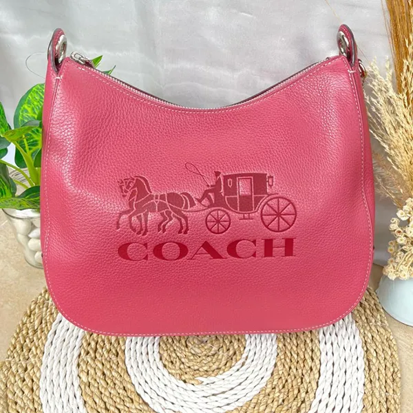 Túi Đeo Vai Coach Tas Wanita Leather Jes Hobo In Rouge Pink F72702 Màu Hồng
