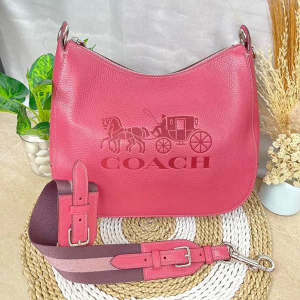 Túi Đeo Vai Coach Tas Wanita Leather Jes Hobo In Rouge Pink F72702 Màu Hồng