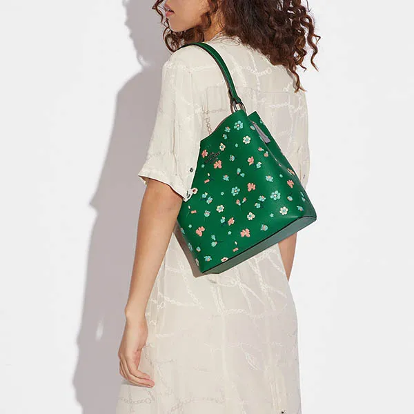 Túi Đeo Vai Coach Town Bucket Bag With Mystical Floral Print C8214 Màu Xanh Lá - Túi xách - Vua Hàng Hiệu