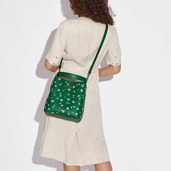 Túi Đeo Vai Coach Town Bucket Bag With Mystical Floral Print C8214 Màu Xanh Lá - Túi xách - Vua Hàng Hiệu