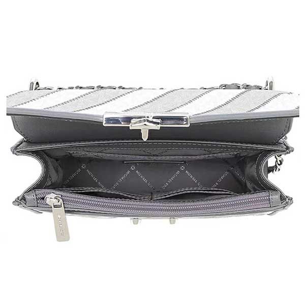 Túi Đeo Vai Michael Kors MK Rose Medium Flap Shoulder Bag Pearl Grey Màu Xám - 4