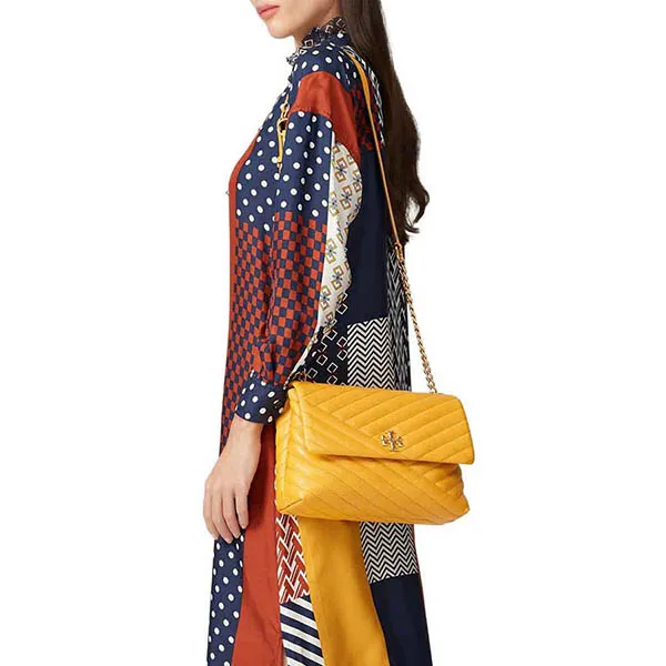 Túi Đeo Vai Tory Burch Women's Yellow Kira Chevron Flap Shoulder Bag Màu Vàng - Túi xách - Vua Hàng Hiệu