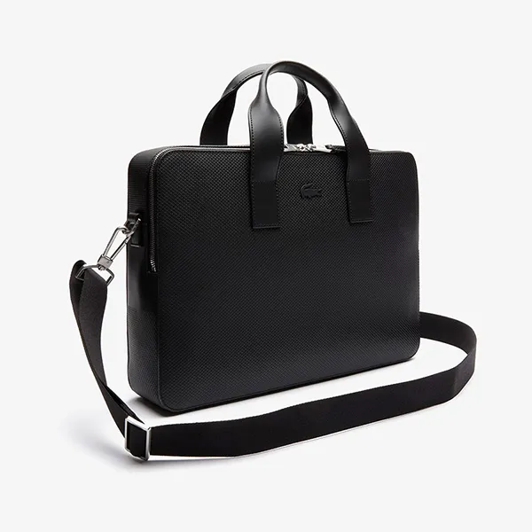 Túi Xách Đựng Máy Tính Lacoste Men's Chantaco Matte Piqué Leather Computer Bag NH2921CE Màu Đen - Túi xách - Vua Hàng Hiệu