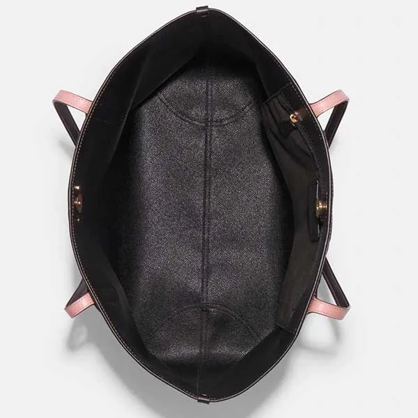 Túi Tote Coach Cabas City En Toile Exclusive Avec Mini-Imprimé De Rose Vintage Màu Nâu Đen