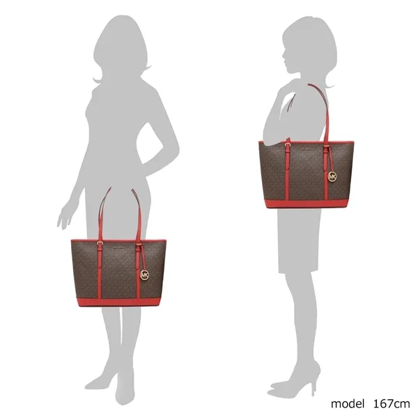 Túi Tote Michael Kors MK 35T0GTVT3V Fla Jet Set Travel Large Logo Tote Bag Flame Màu Nâu - Đỏ