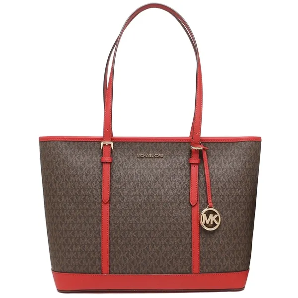 Túi Tote Michael Kors MK 35T0GTVT3V Fla Jet Set Travel Large Logo Tote Bag Flame Màu Nâu - Đỏ