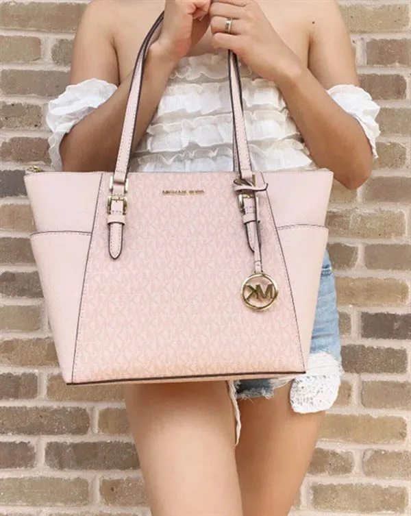 Túi Tote Michael Kors MK Charlotte Large Logo Tote Bag In Ballet 35T0GCFT3B Màu Hồng