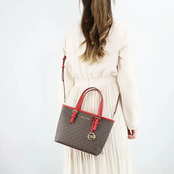 Túi Tote Michael Kors MK Jet Set Travel Flame 35T9GTVT0B Màu Nâu - Đỏ