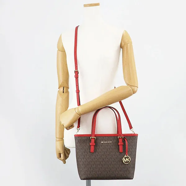Túi Tote Michael Kors MK Jet Set Travel Flame 35T9GTVT0B Màu Nâu - Đỏ