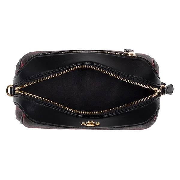 Túi Trống Coach F80068 Signature Field Plaid Print Mini Bennet Crossbody Brown True Red Phối Màu - Túi xách - Vua Hàng Hiệu