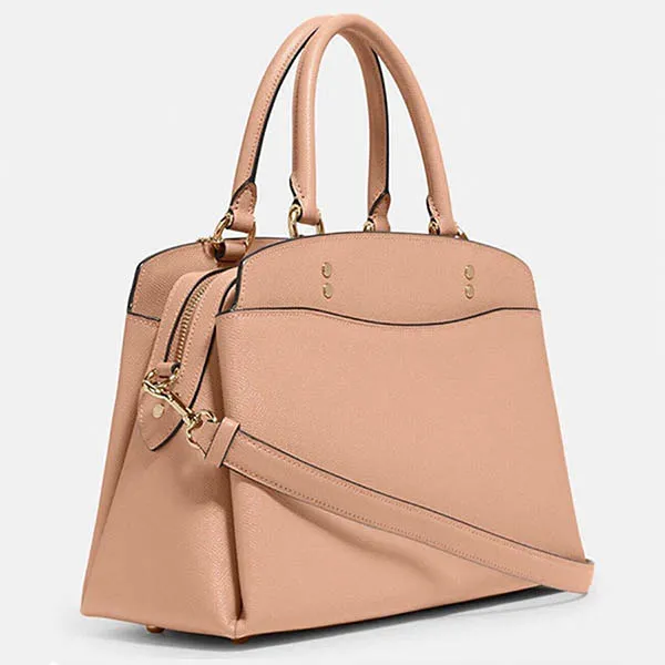 Túi Xách Coach 91493 Crossgrain Leather Lillie Carryall Satchel Shoulder Bag Gift Pink Màu Hồng Nhạt
