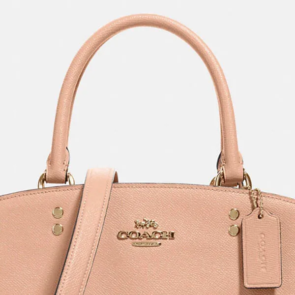 Túi Xách Coach 91493 Crossgrain Leather Lillie Carryall Satchel Shoulder Bag Gift Pink Màu Hồng Nhạt