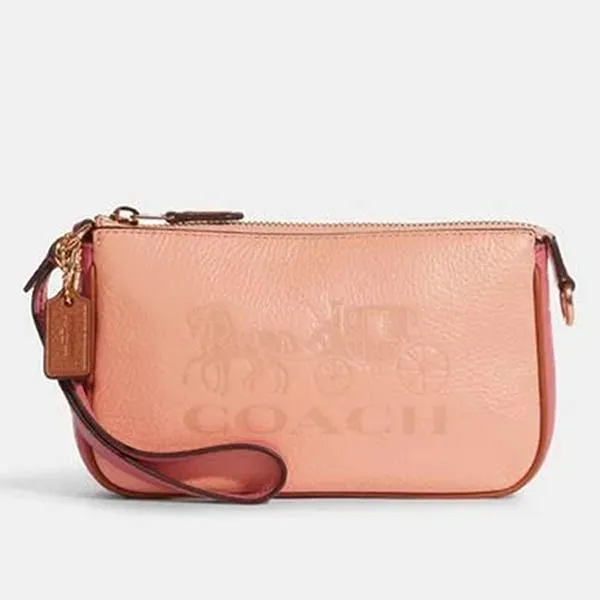 Túi Xách Coach Outlet Leather Nolita 19 In Colorblock With Horse And Carriage In Pink C8877 Màu Hồng Cam