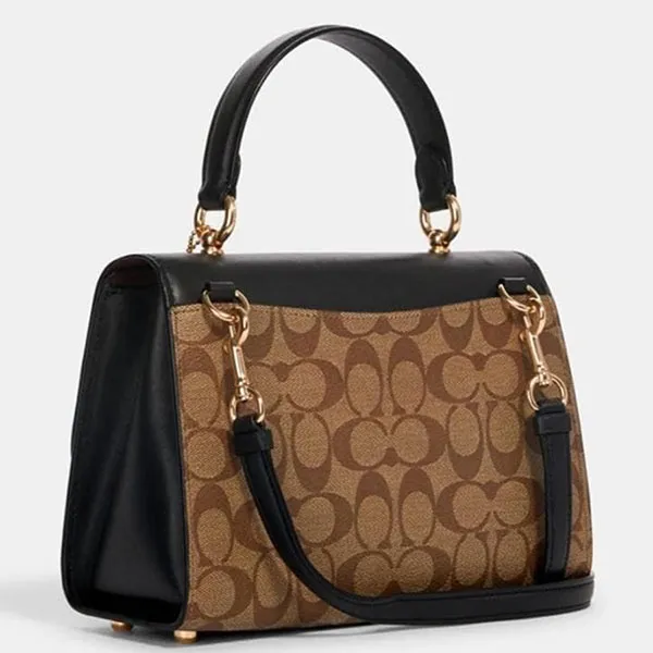 Túi Xách Coach Tilly Top Handle Satchel Signature 76620 Màu Nâu Đen - Túi xách - Vua Hàng Hiệu