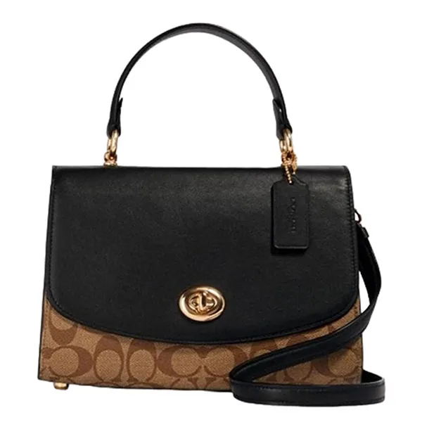 Túi Xách Coach Tilly Top Handle Satchel Signature 76620 Màu Nâu Đen - Túi xách - Vua Hàng Hiệu